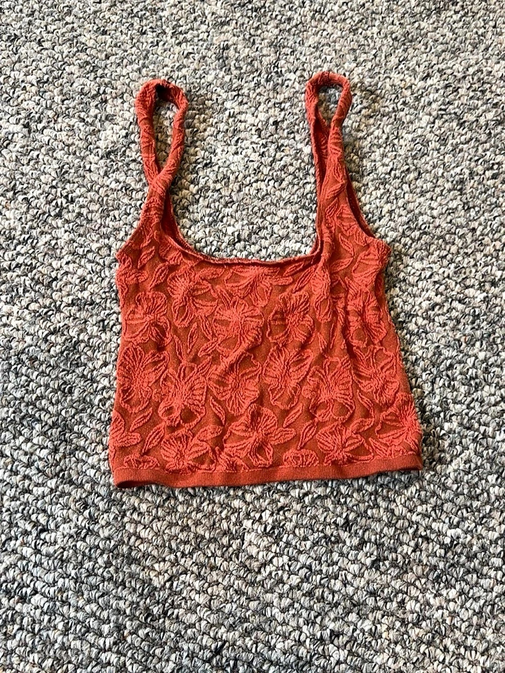 Anthropologie Floral Lace Tank Top in Orange Like New